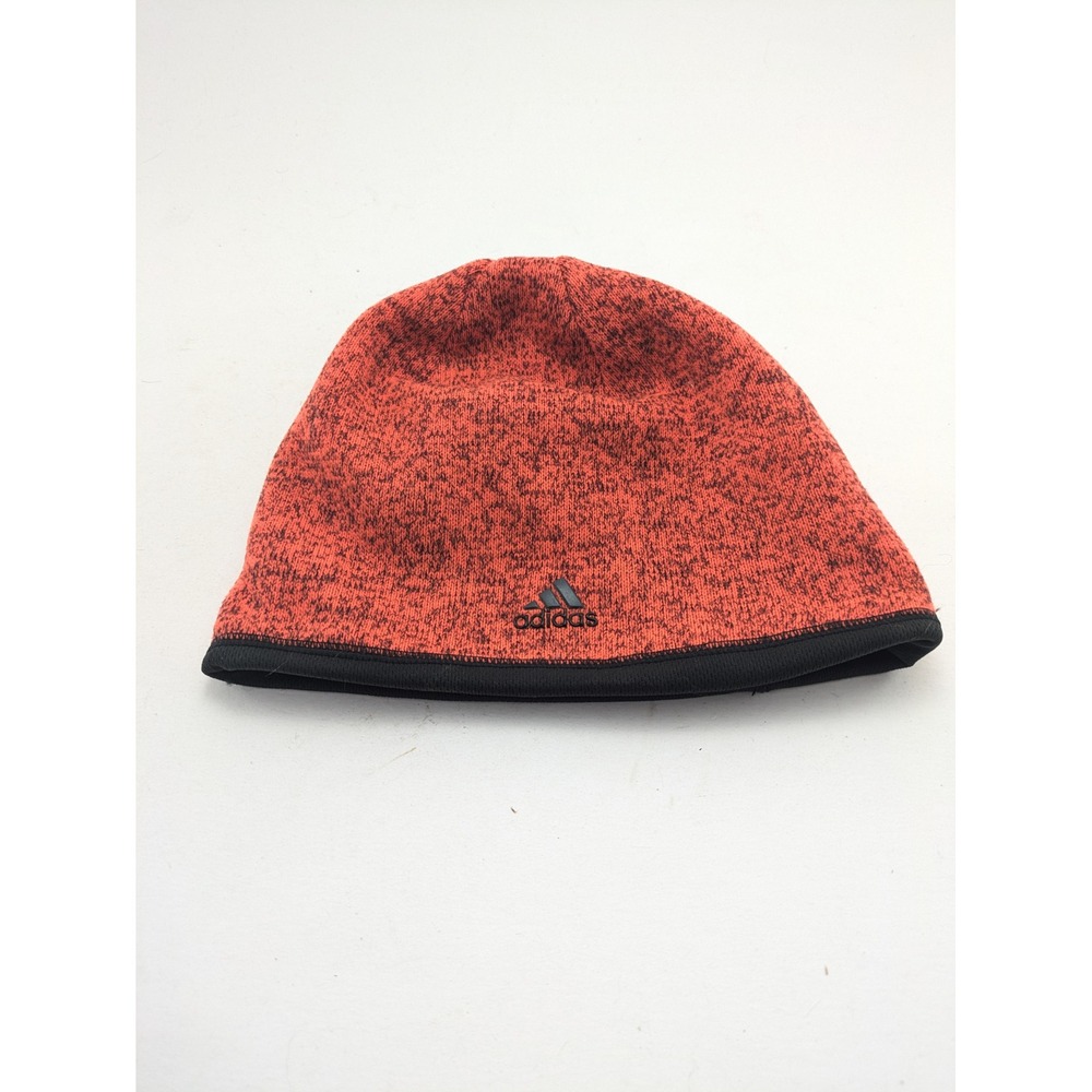 Mens Adidas Orange Knit Acrylic Logo Winter Stretch Casual Beanie Hat Cap